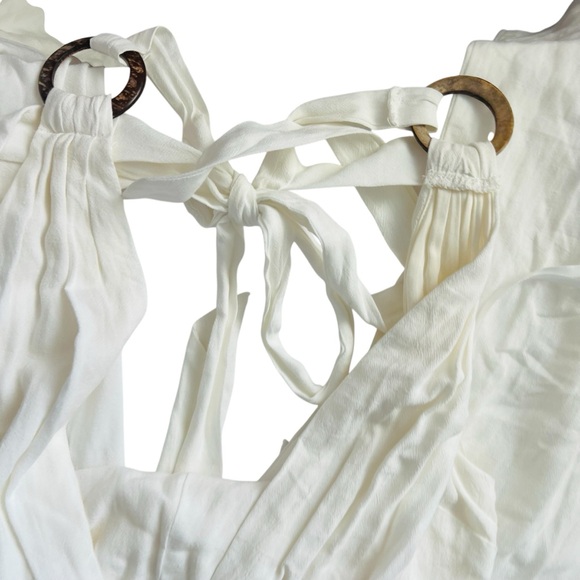 Here Comes The Sun Pants - Here Comes The Sun White Halter Jumpsuit with Ring Details